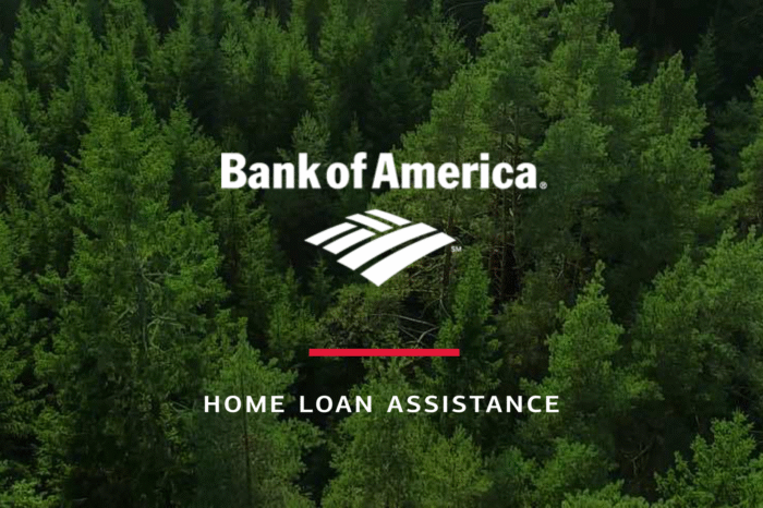 Bank of America Home Loan Assistance campaign graphic with logo over a forest background. Portfolio work by copywriter Paul Baker, who developed clear, empathetic content strategy during the sub-prime crisis to guide homeowners through over 30 loan assistance programs.