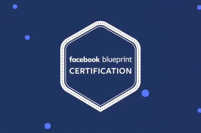 Facebook Blueprint Certification badge graphic. Portfolio work for Facebook by copywriter and creative director Paul Baker, who developed the strategy, structure, and script for the “Blueprint” B2B sizzle video used online and at trade shows.